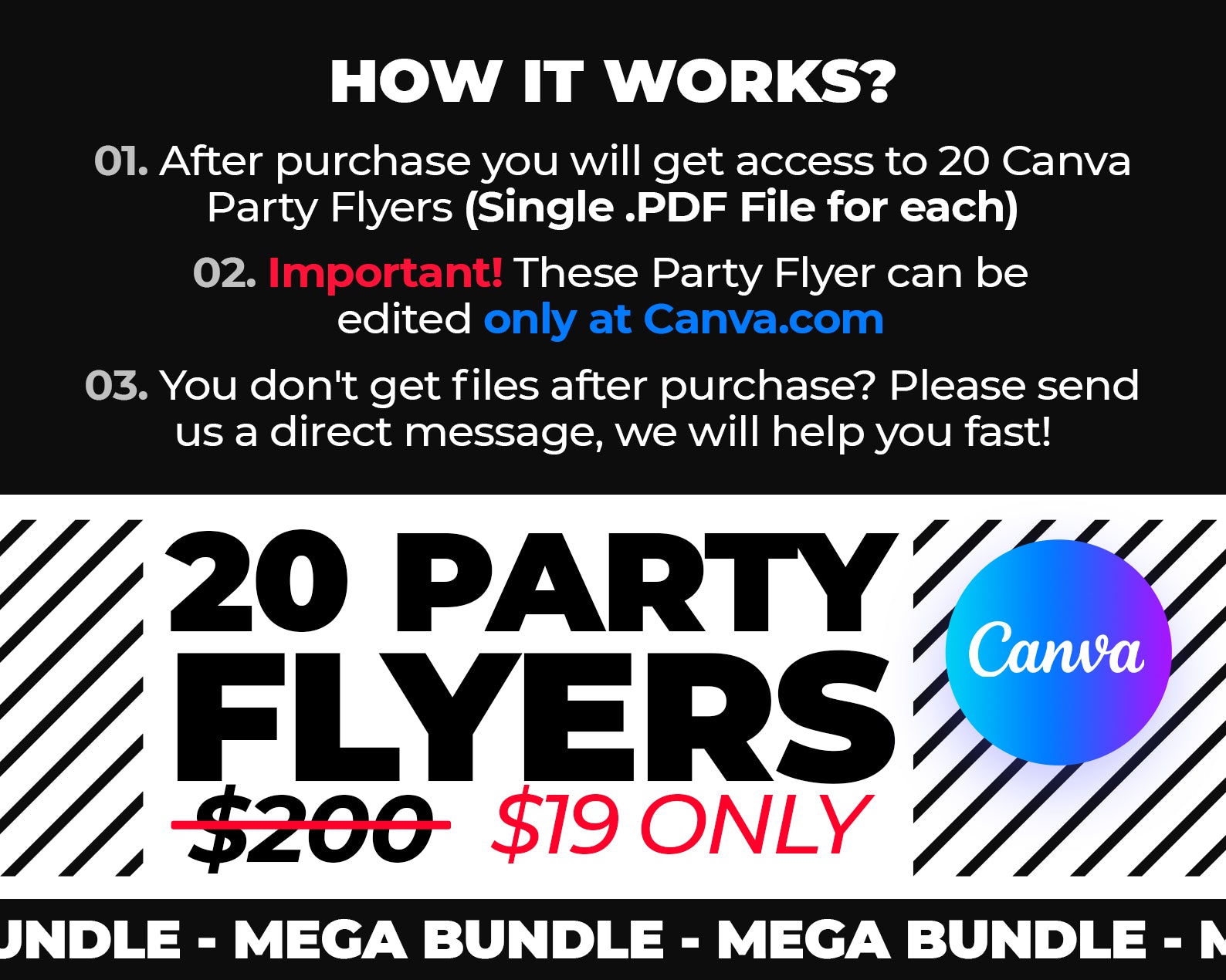 20 Party Flyers Bundle, Editable Canva Templates V1